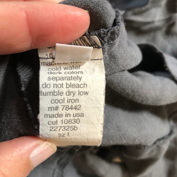 VTG 90s Russ Berens Malibu Gray Ruffle Midi Dress L Coastal Minimalist Made USA - Picture 9 of 12